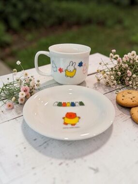 Miffy Bunny Ceramic Kids Mug Cup & Plate Set Dick Bruna Japan Preowned Excellent